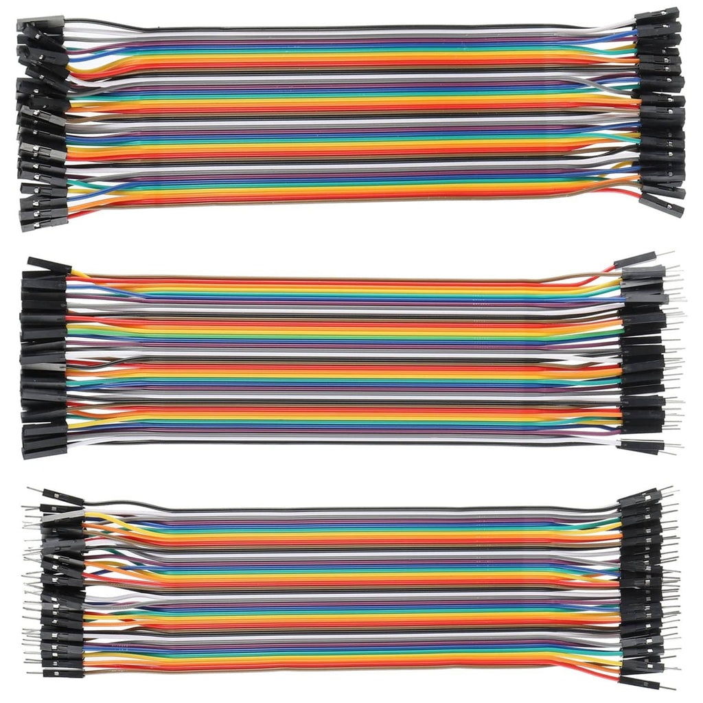Multicolored jumper wires with black connector housings