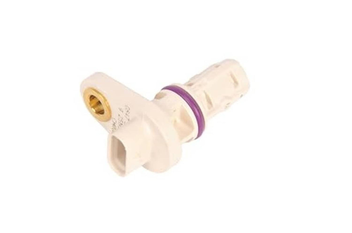 Crankshaft position sensor, beige plastic body with side connector and purple ring
