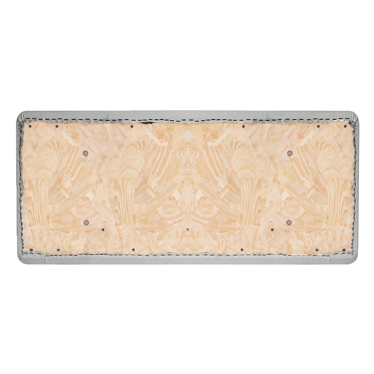 Underside of seat cushion with beige backing and metal grommets