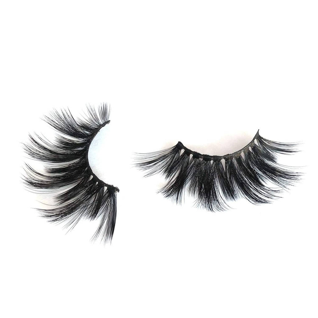 Dramatic fluffy black faux mink lash pair, curved wispy outer corners