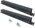 Black 1U cable manager, 19 in, vented finger slots with mounting holes