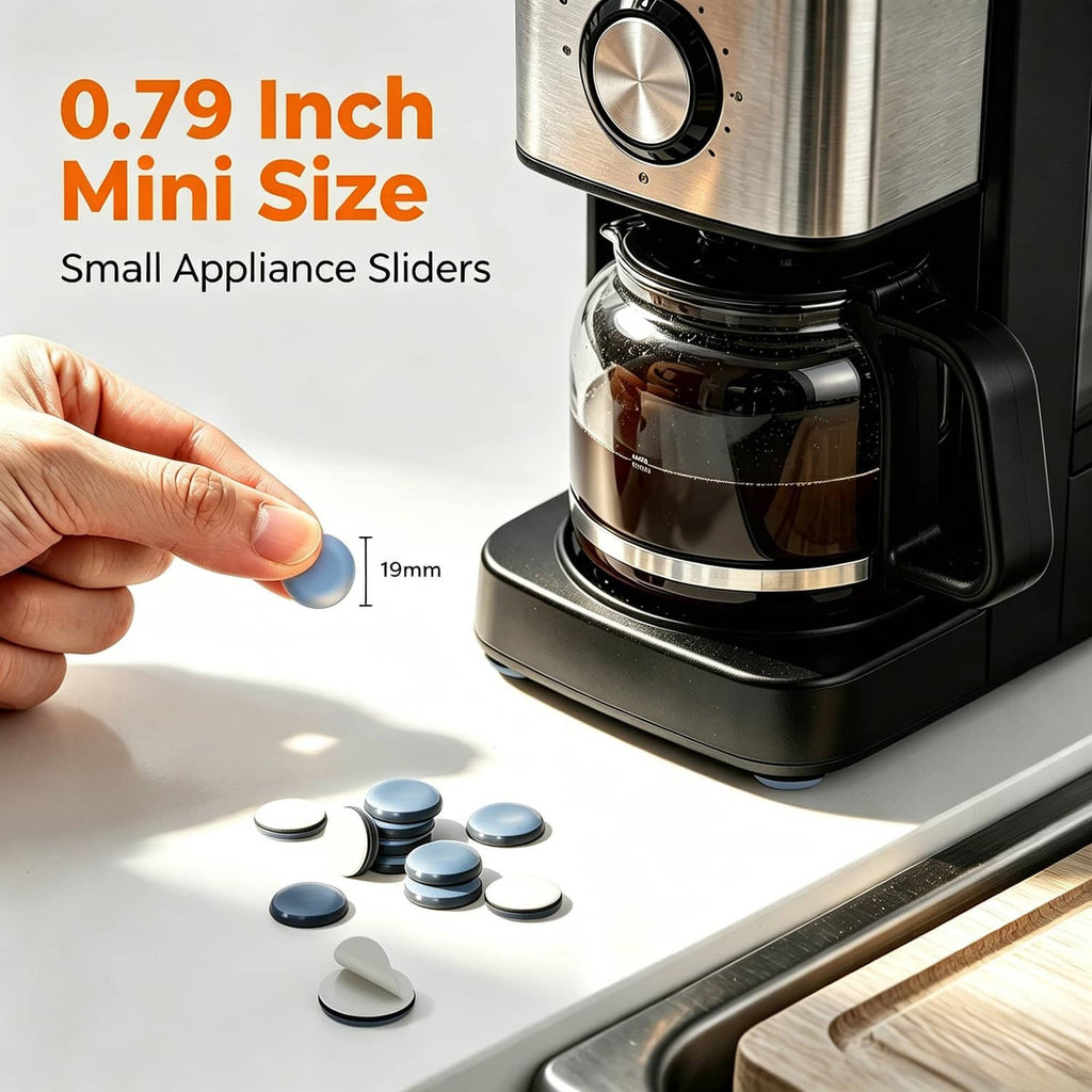 19mm mini grey appliance slider pads placed under small countertop appliance