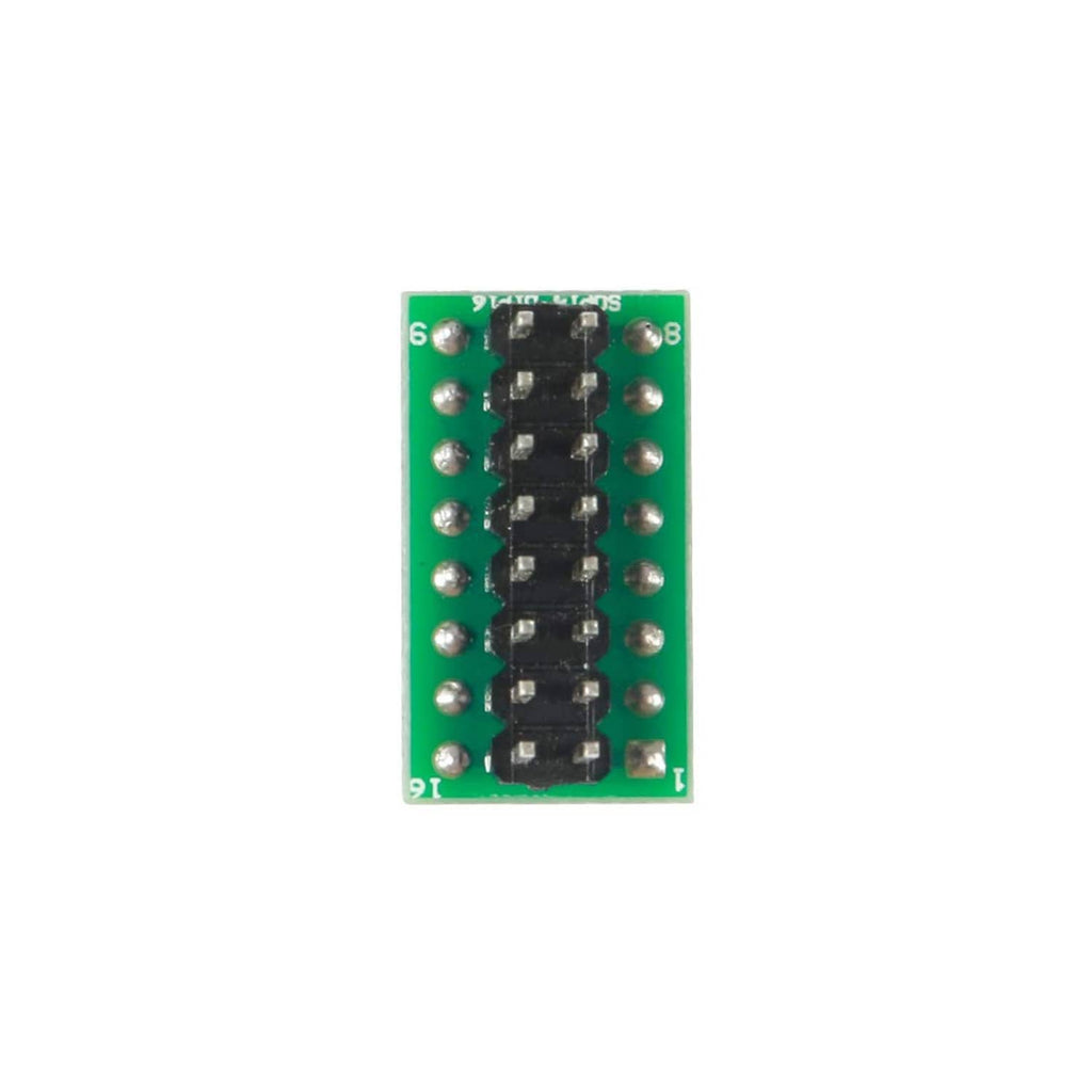 SOIC 16 test clip PCB module with black IC socket and pin holes