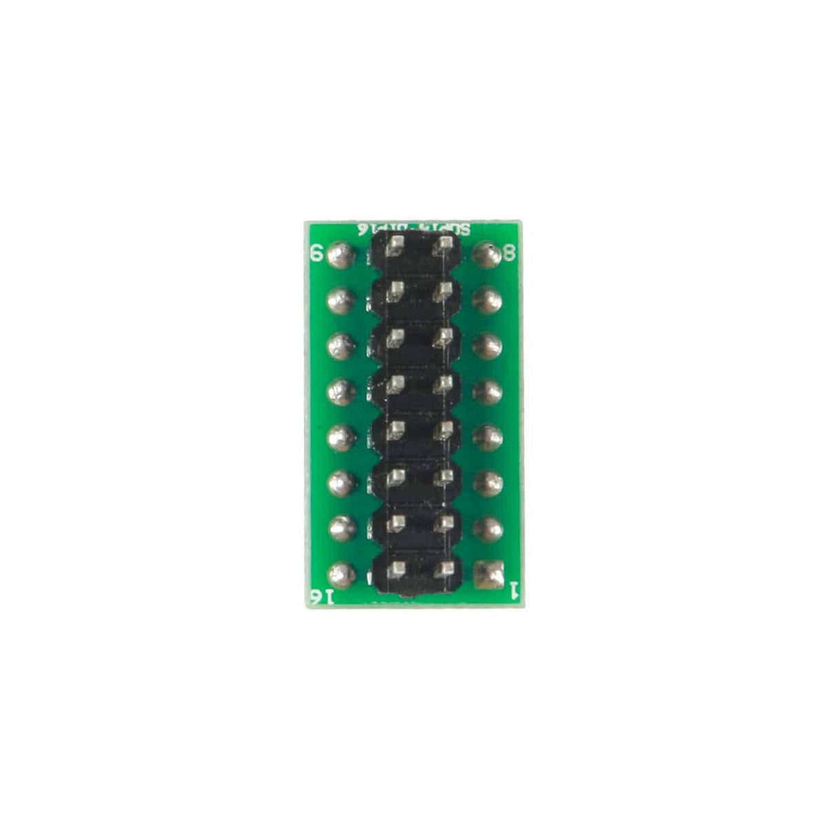 SOIC 16 test clip PCB module with black IC socket and pin holes