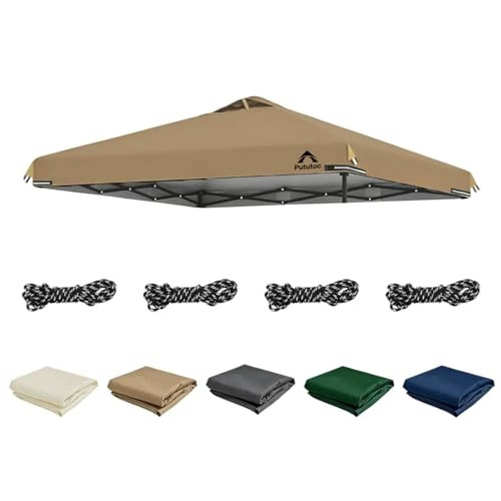 Khaki replacement canopy top cover with air vent opening and supported roof panels