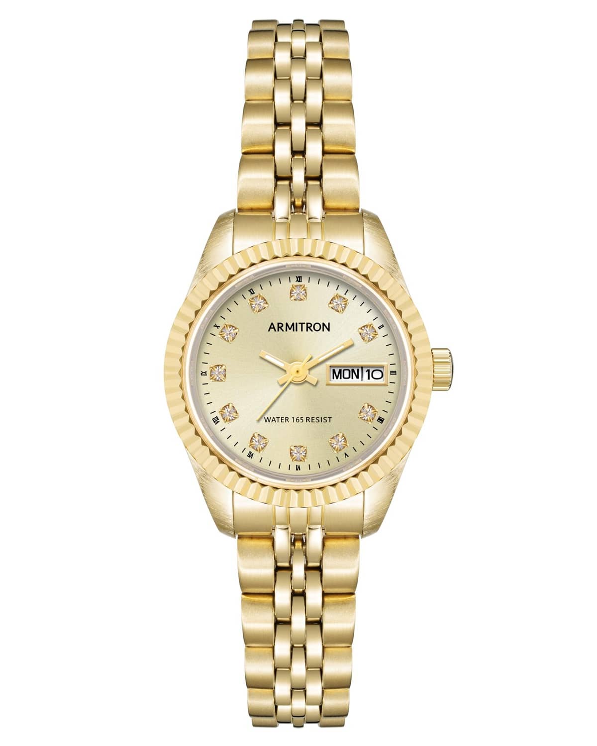 RivetOak Armitron Women's Genuine Crystal Accented Bracelet Watch, 75-2475 Gold
