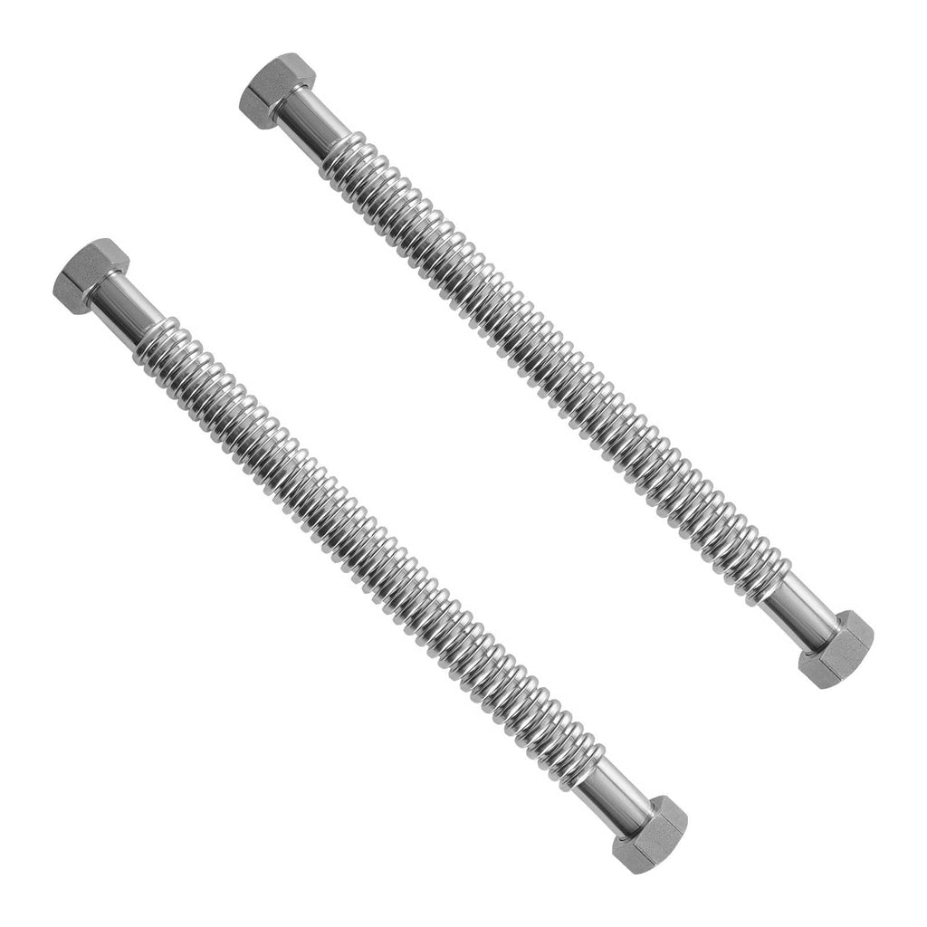 Stainless steel corrugated flex connector hoses with hex end bolts and straight profile