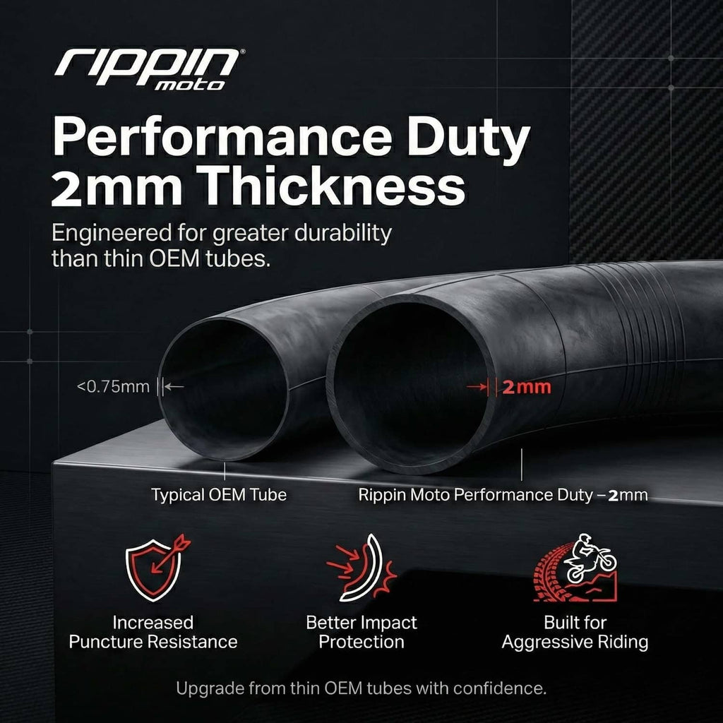 Black Performance Duty inner tube cross-section graphic with 2mm thickness label