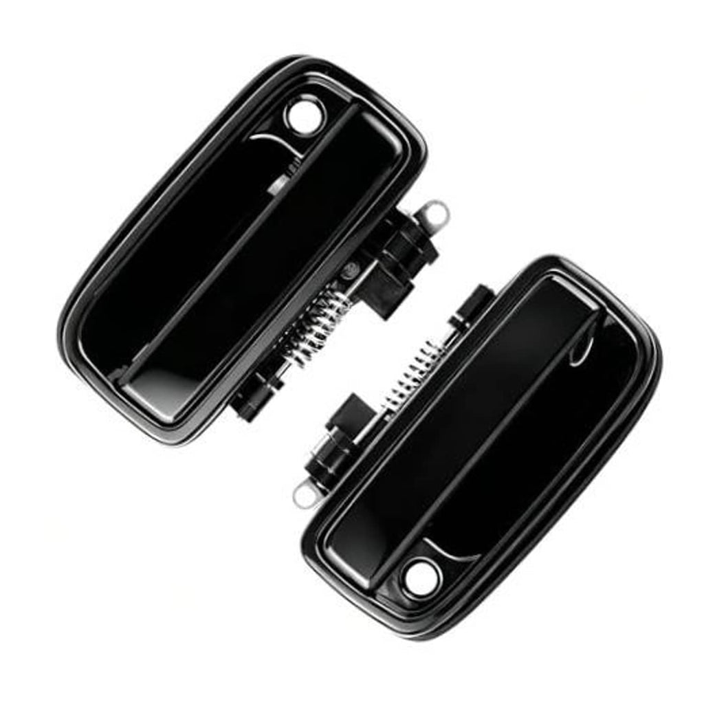 Black exterior door handle set showing two handles with spring linkage.