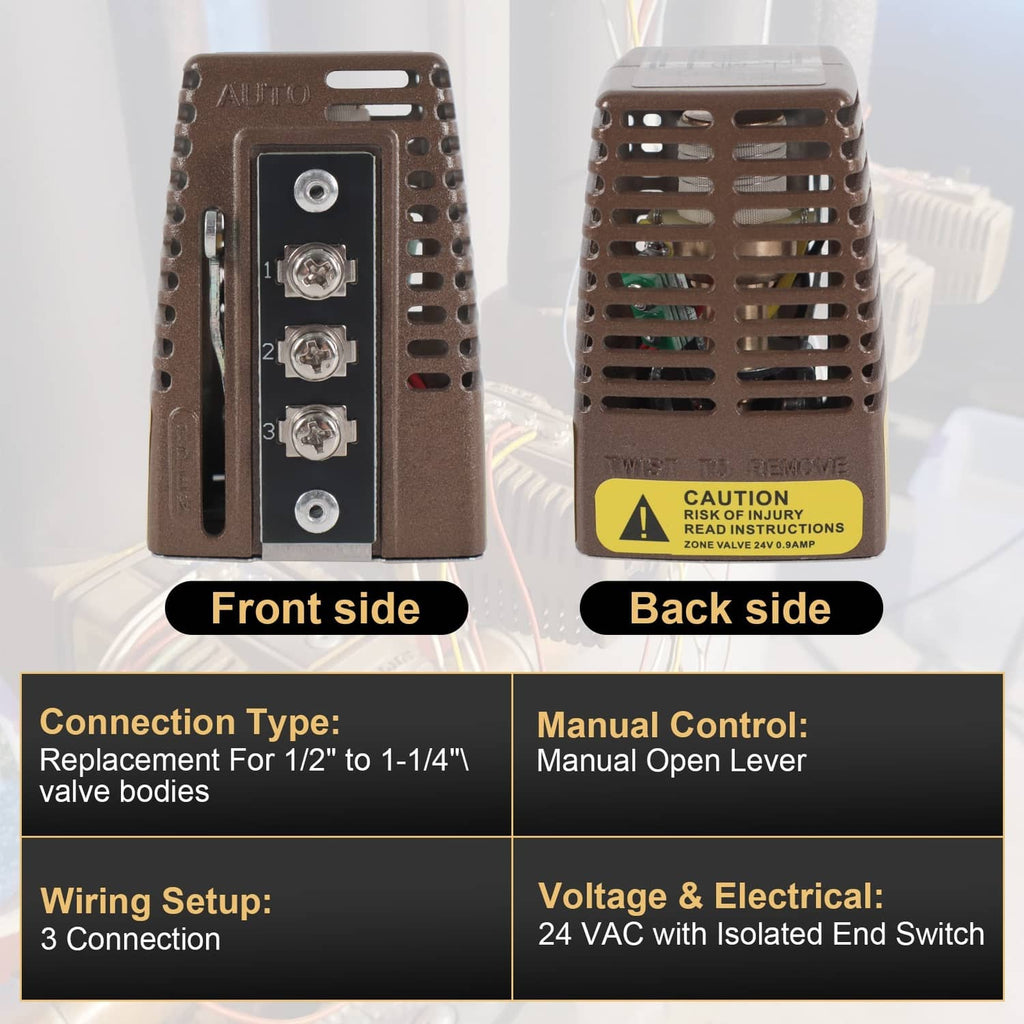 Bronze power head front and back views, vented housing with three terminal screws