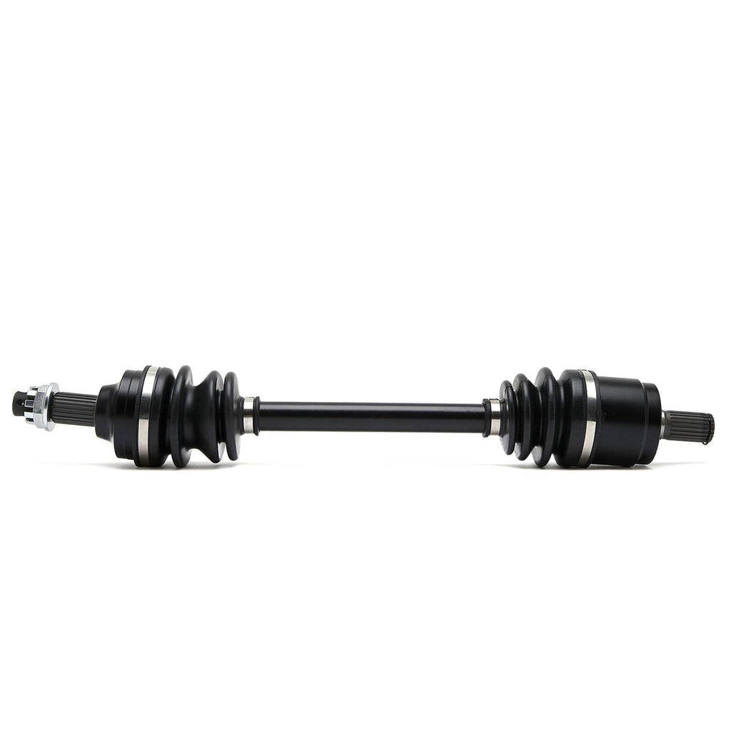 CV axle drive shaft pair with black boots and splined ends