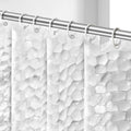Clear white shower curtain liner with hexagon 3D texture and metal grommets at top