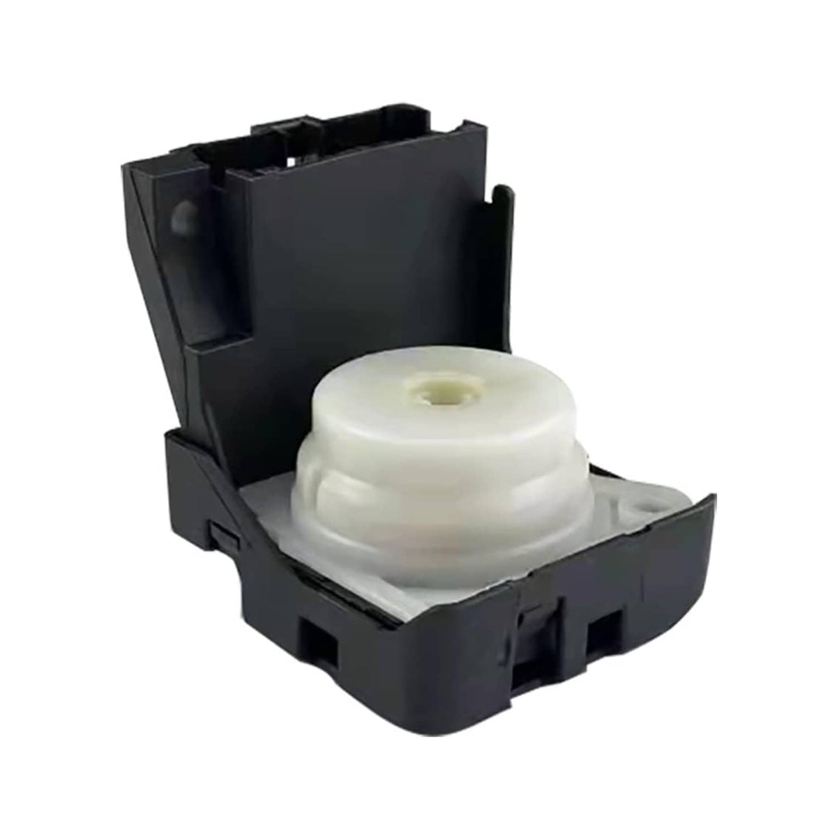 Ignition starter switch with black housing and white actuator button