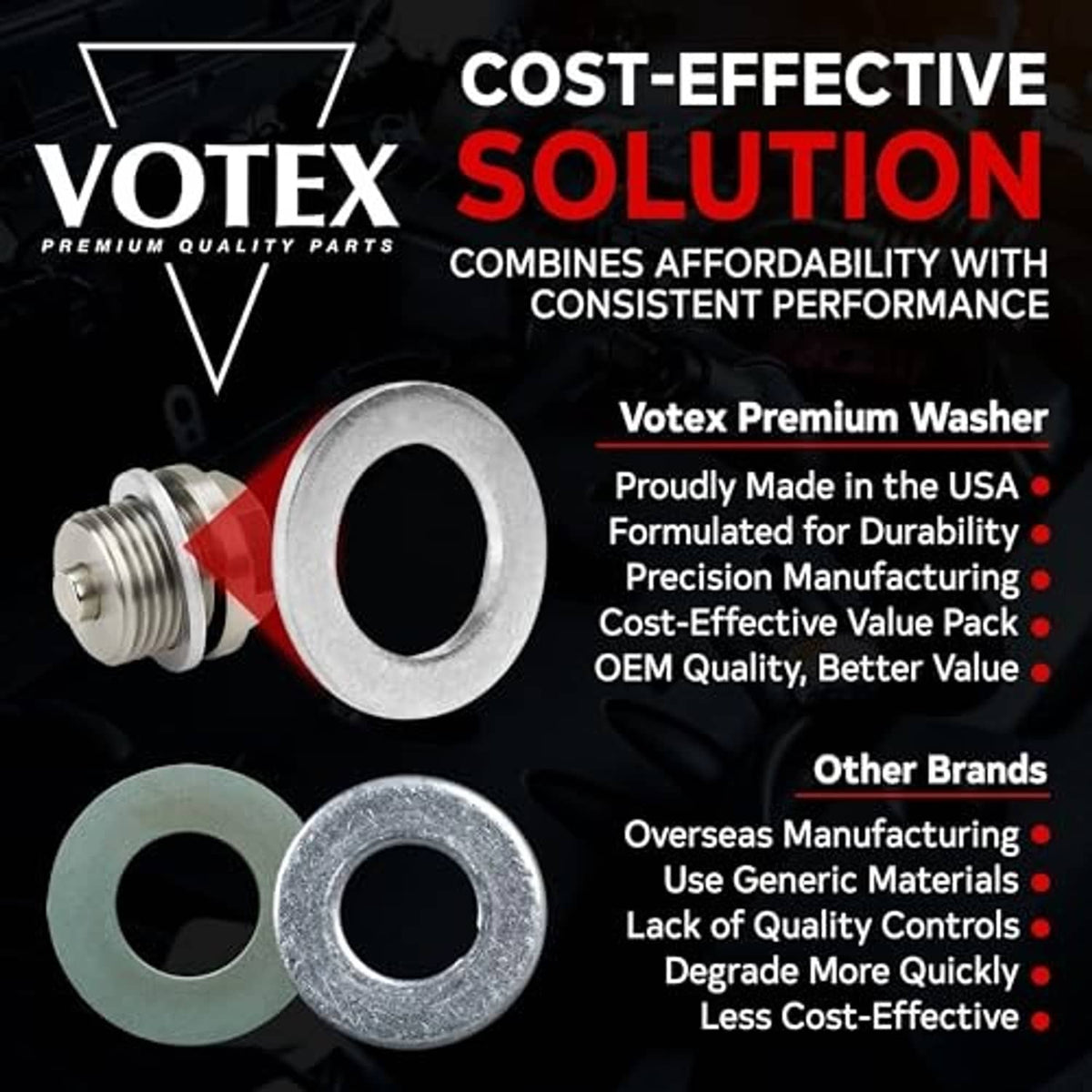 Oil drain plug crush washer and threaded hardware, silver metal seal ring