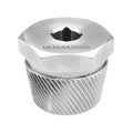 Chrome hex drain extractor tool with ridged grip and central star-shaped socket