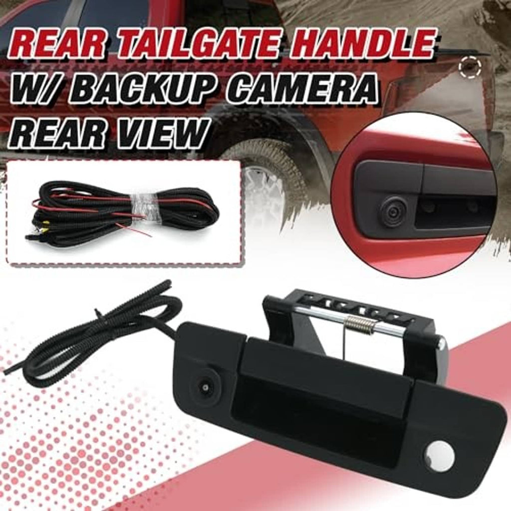Black rear tailgate handle with backup camera, cables included