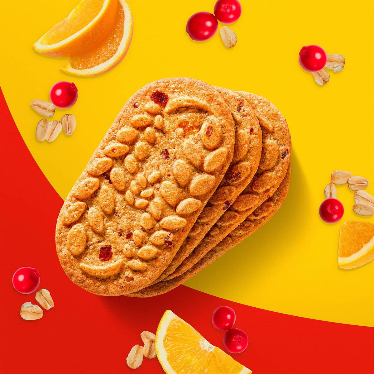Belvita Crunchy cranberry-orange breakfast biscuits, stacked cookies
