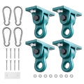 Set of 4 teal swing hanger brackets with metal hooks and mounting screws