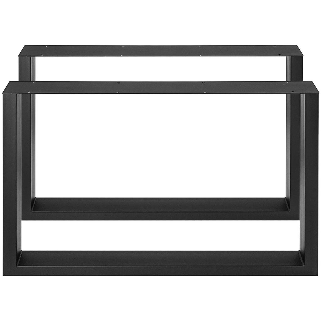 Black metal table leg frame with open center and wide top support beam