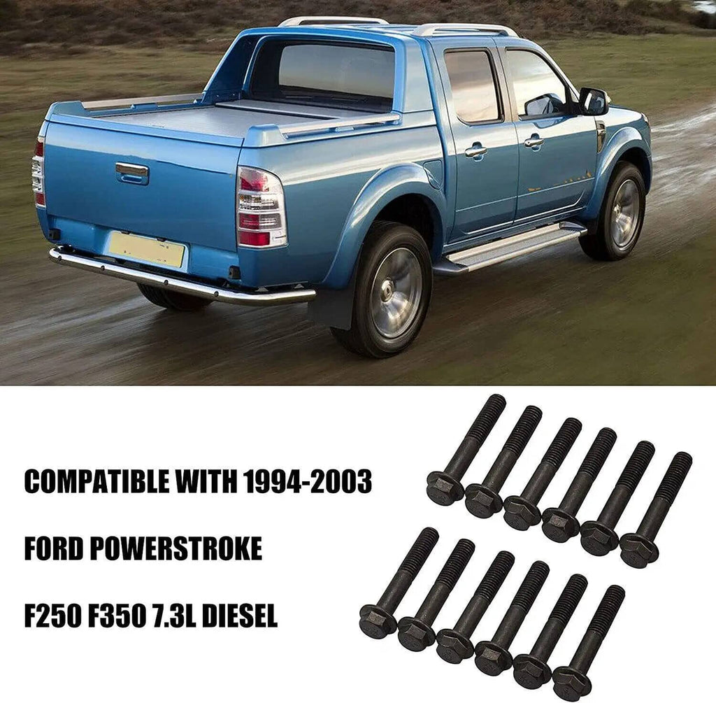 16-piece black exhaust manifold bolt set shown with multiple bolts in a group