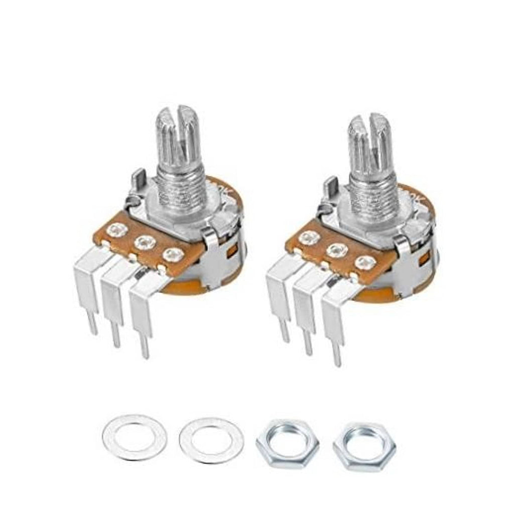 Rotary potentiometer with switch, 10k single-turn, PCB pins and metal adjustment shaft