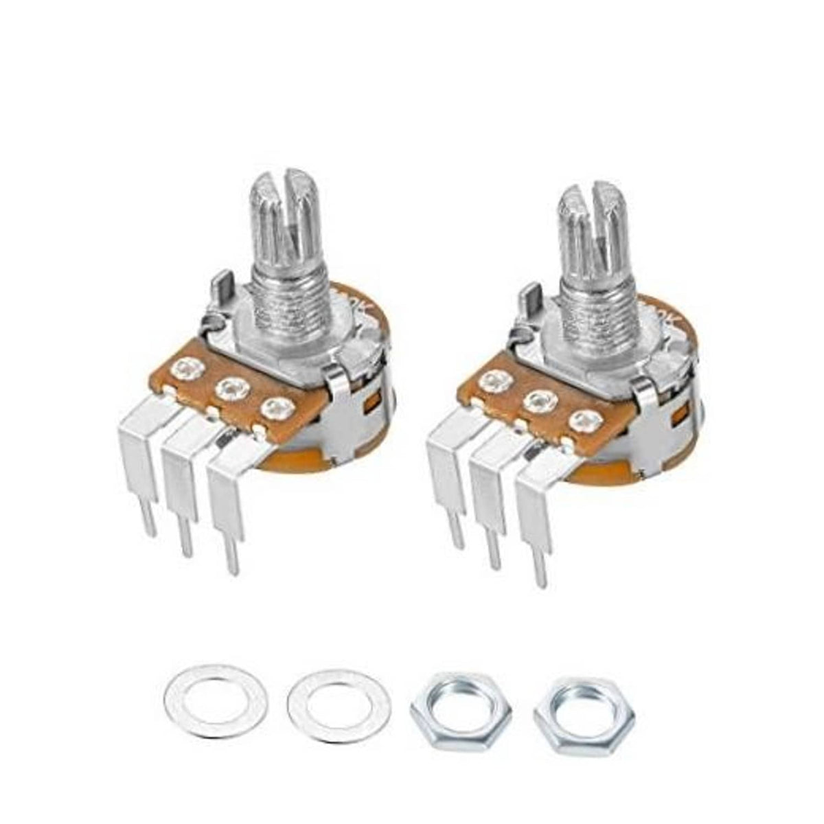 Rotary potentiometer with switch, 10k single-turn, PCB pins and metal adjustment shaft