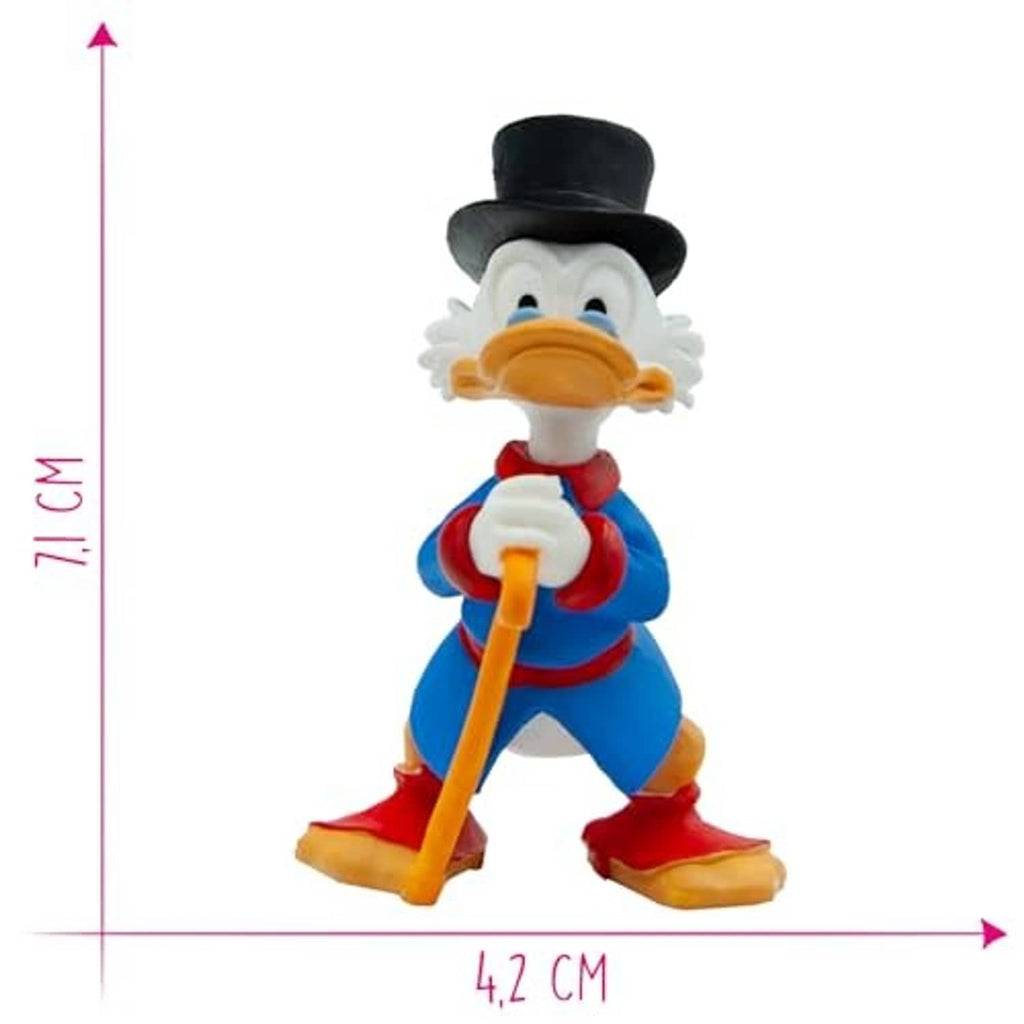Small hand-painted duck figurine with black top hat, blue coat, holding a gold cane