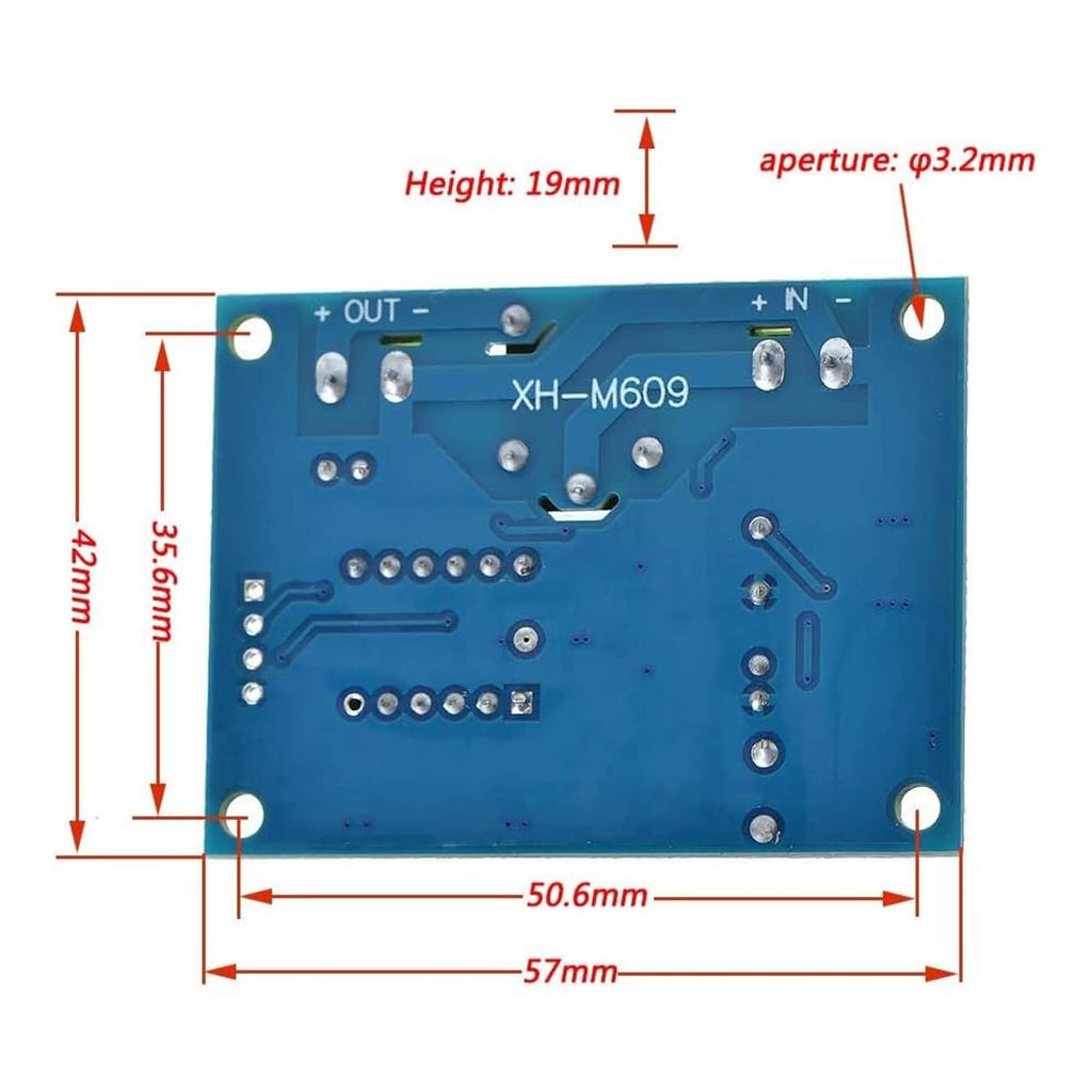 Blue PCB layout with labeled dimensions and mounting holes; aperture shown as 3.2 mm