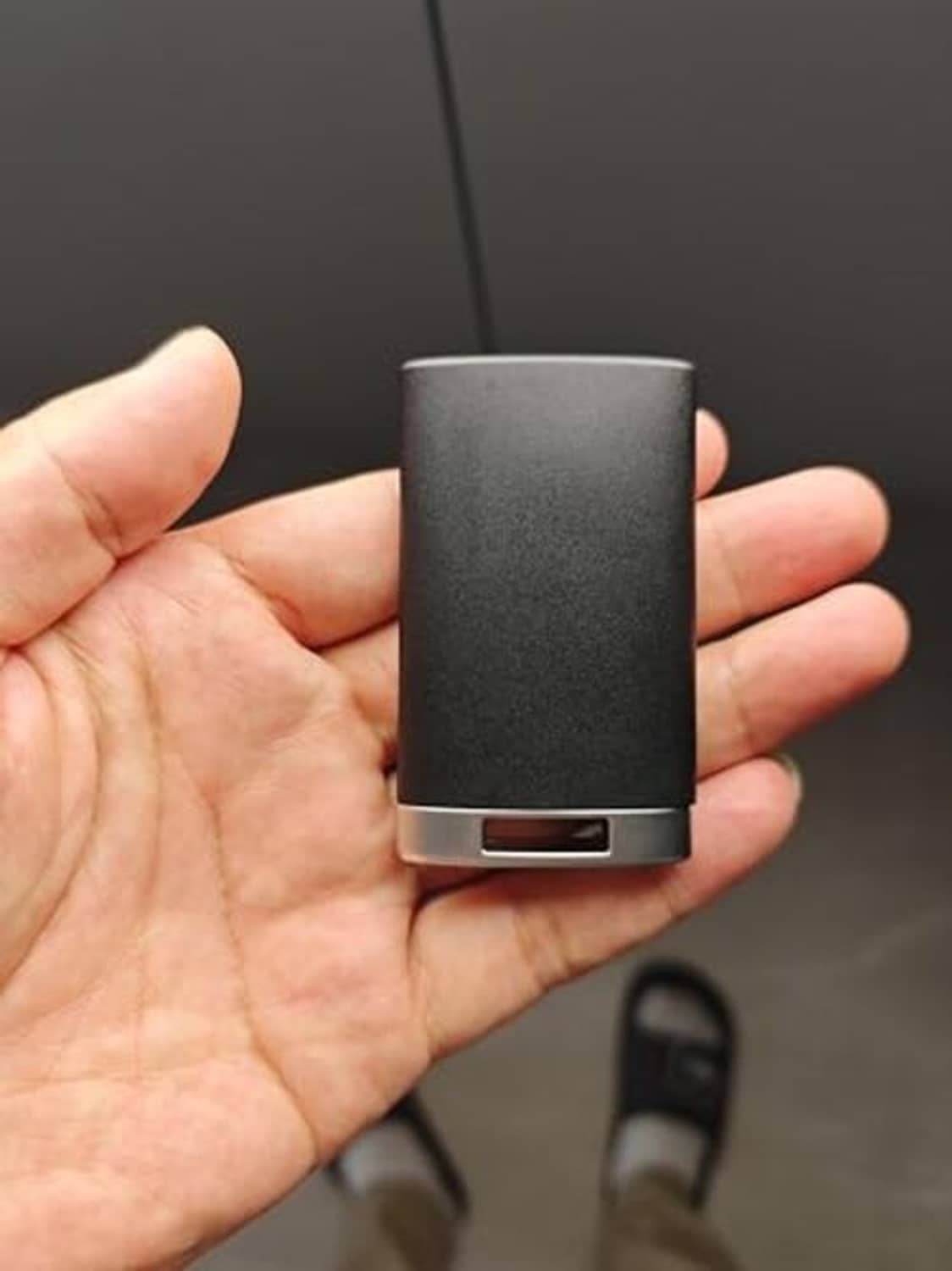 Black key fob cover case back with bottom metal contact slot
