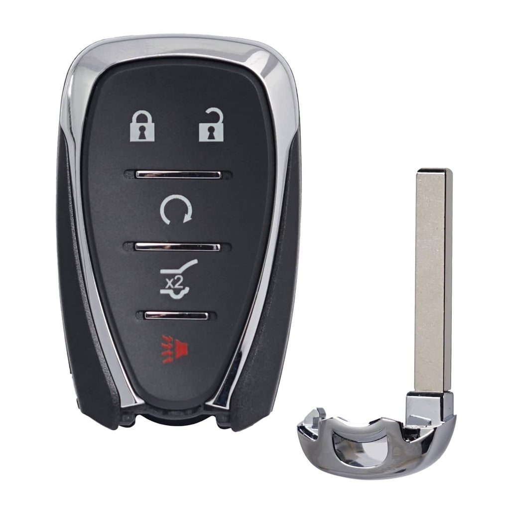 Black 5-button proximity smart key fob with chrome key blade