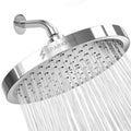8-inch round rain shower head with polished chrome finish and dense spray nozzles