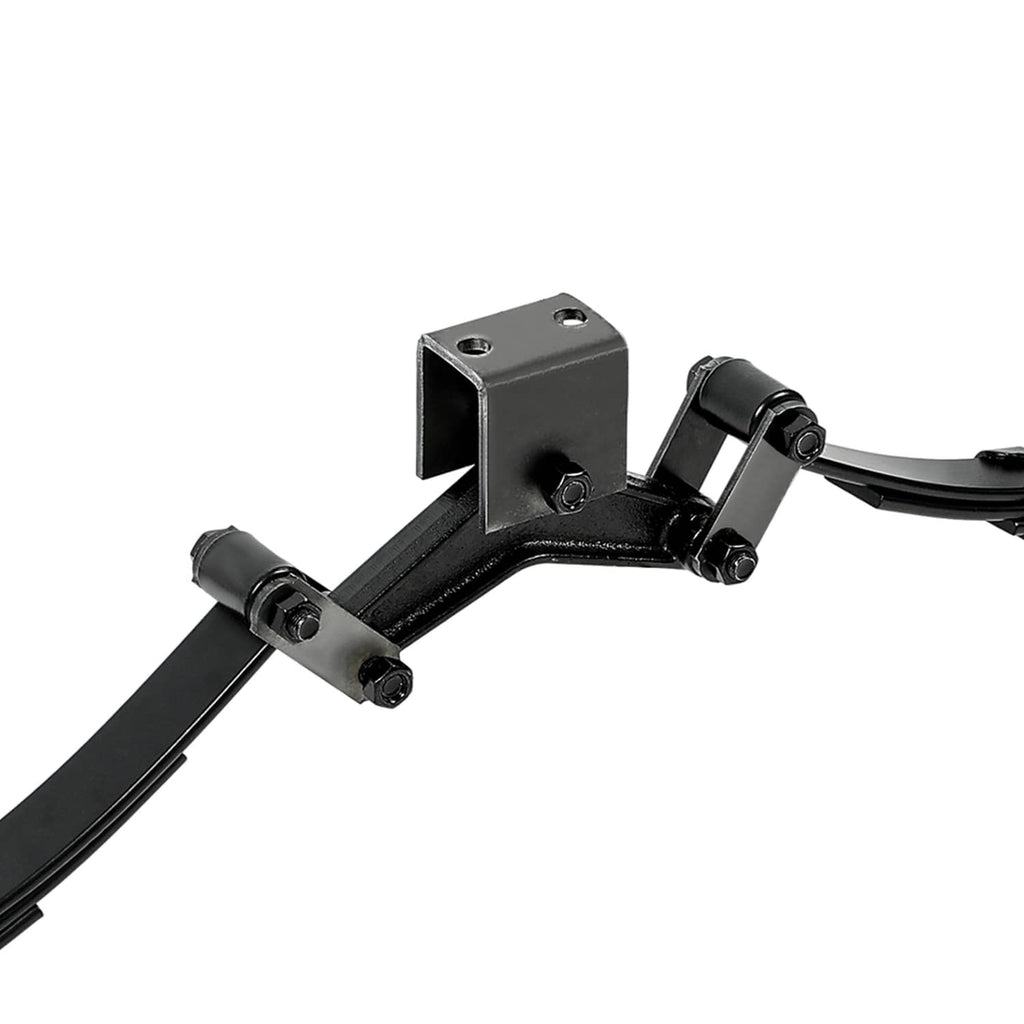 Black equalizer hanger bracket with pivot pin and U-bolt saddle mounts
