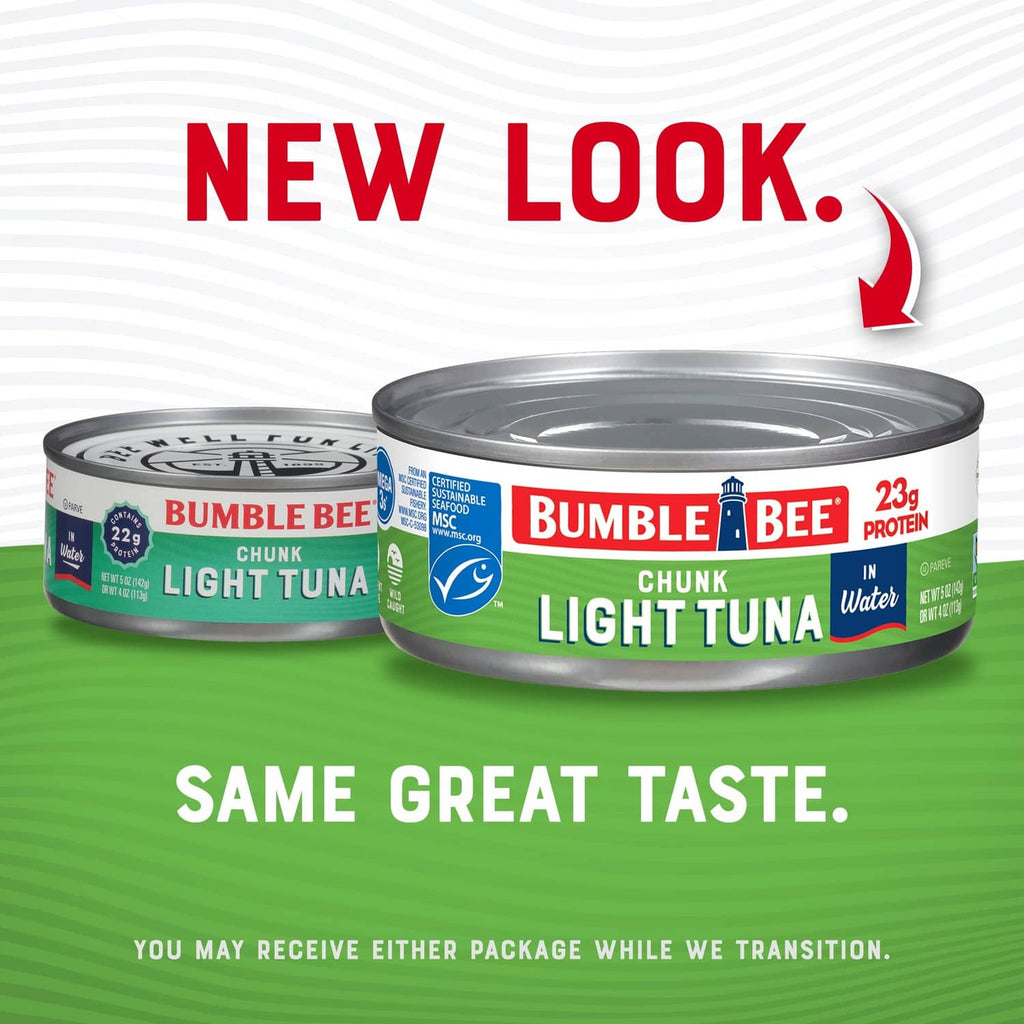 Chunk light tuna can with package back label, new look promotion