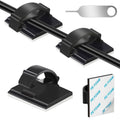 Black adhesive cable wire clips, small cable holders with snap-in channel