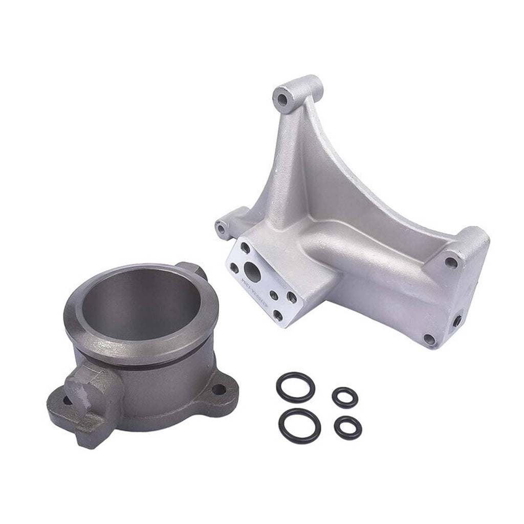 Turbo pedestal assembly paired with dark exhaust housing and O-ring seals