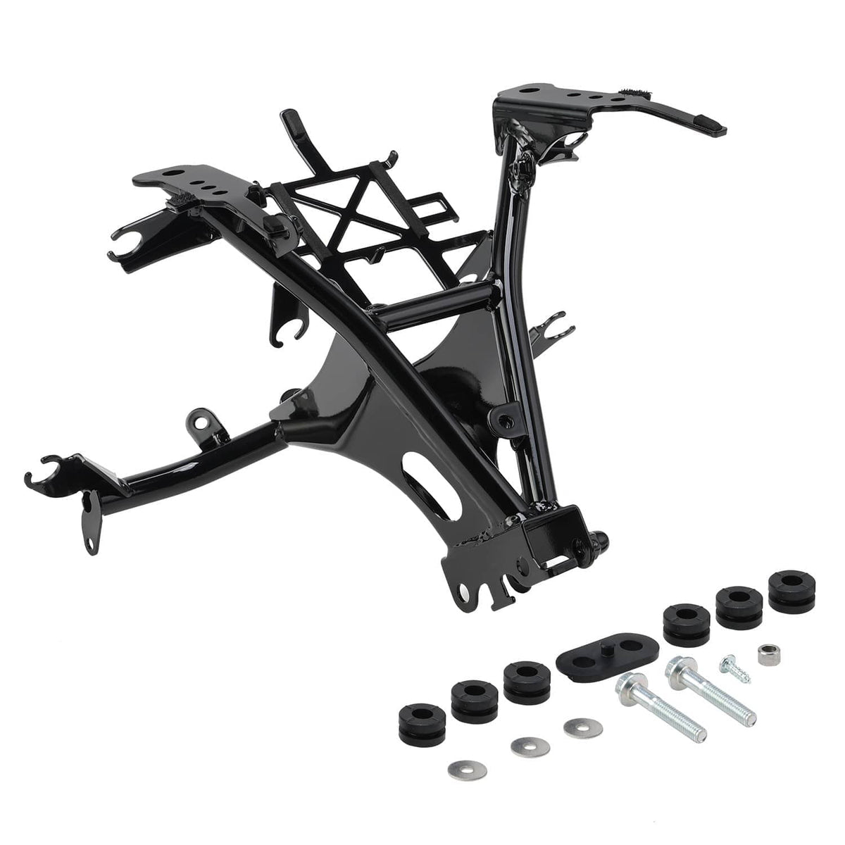 Black front fairing stay bracket with cross brace and included fasteners