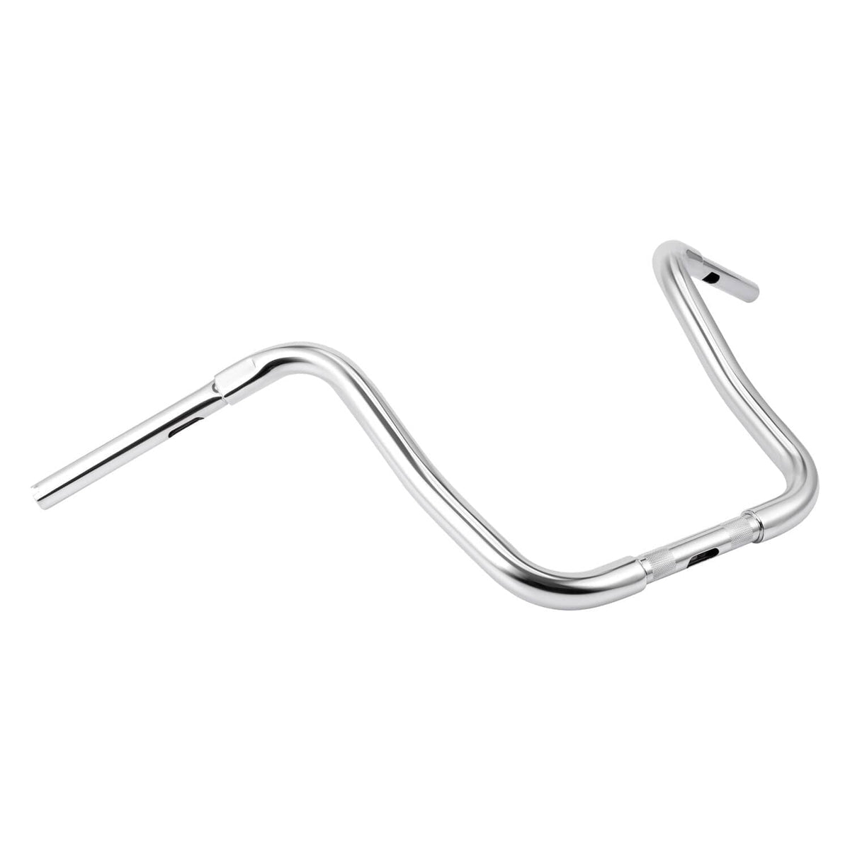 Chrome ape hanger handlebar set with swept curves and mounting cutouts