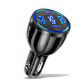 Black USB-C car phone charger adapter with blue voltmeter digital screen