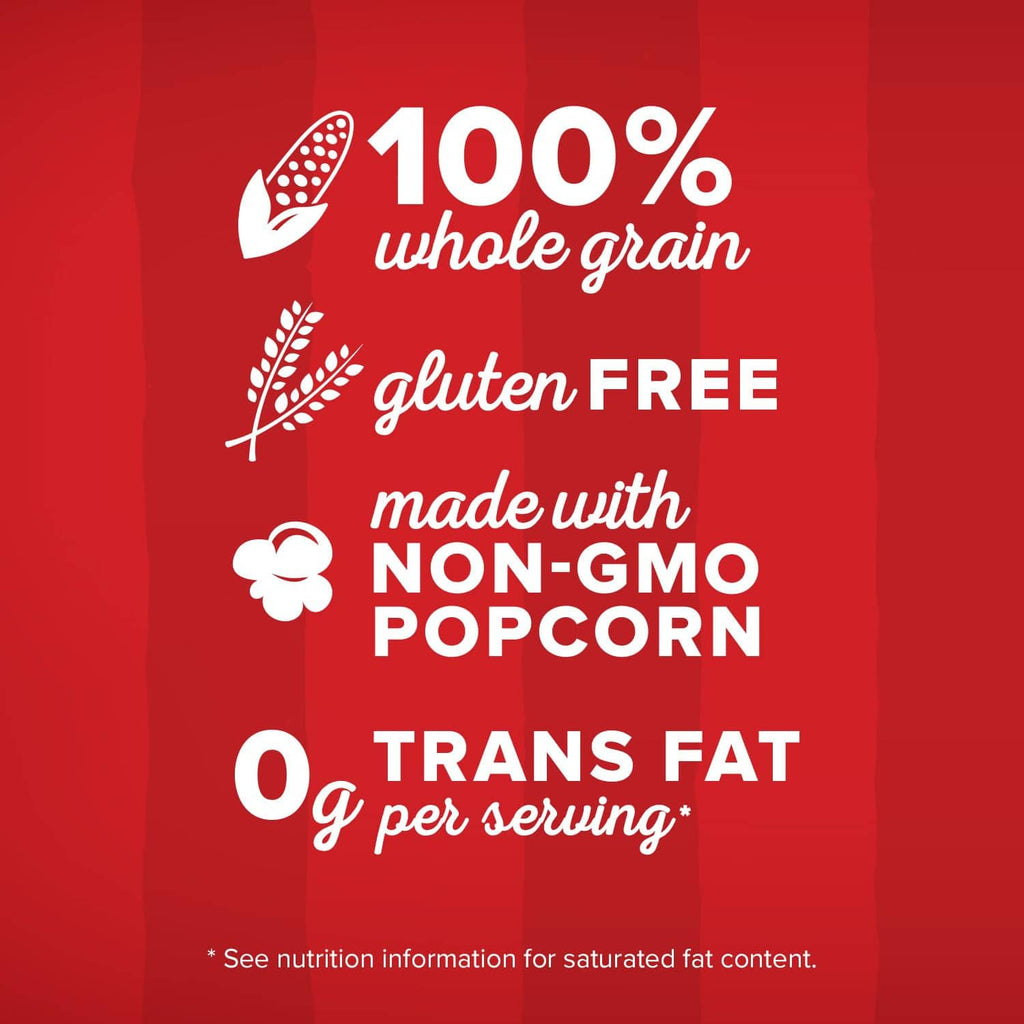 Label graphic: 100% whole grain, gluten free, non-GMO, 0g trans fat per serving