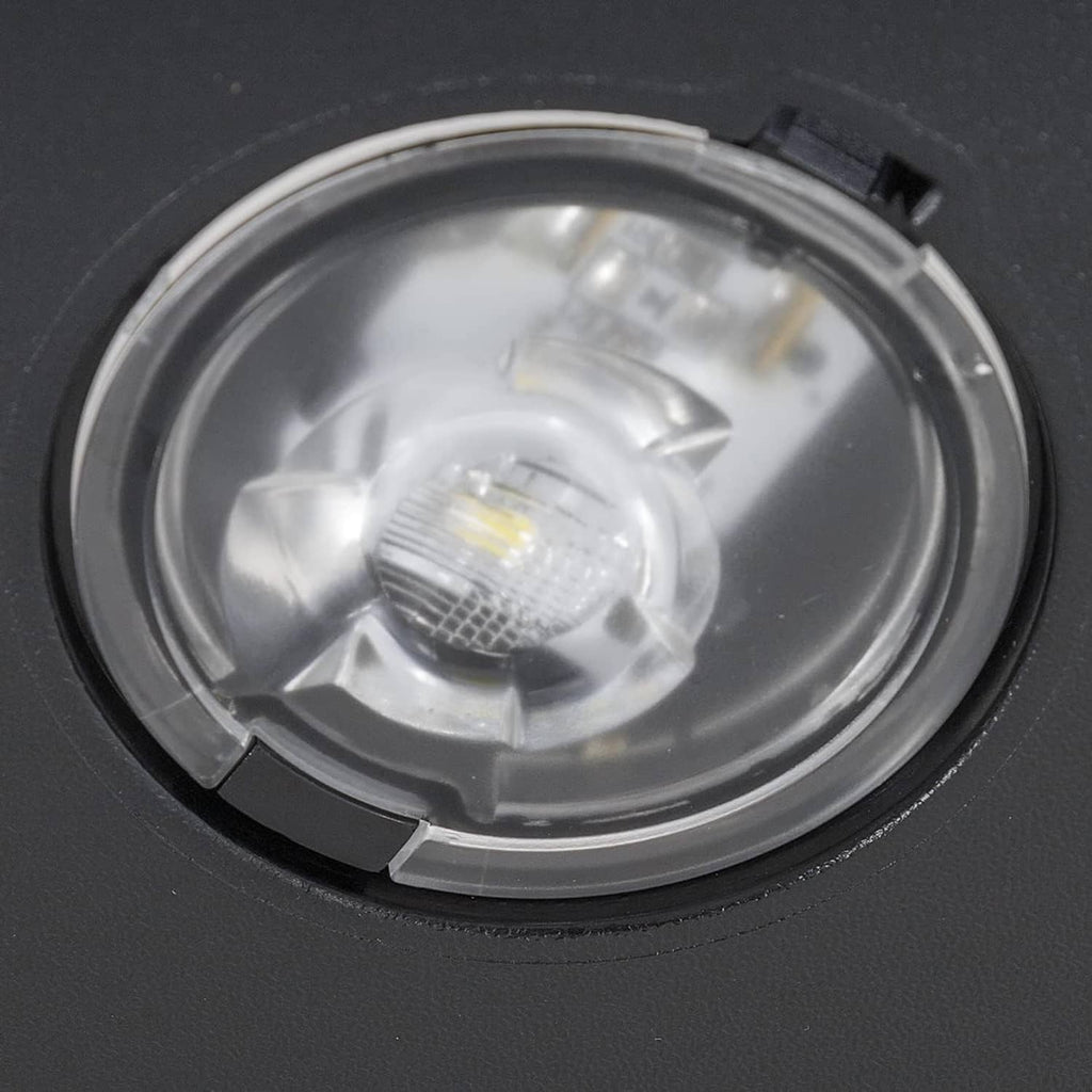 Passenger side mirror lens and clear cover, close-up