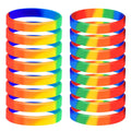 Rainbow pride wristbands set of colorful striped bands, stacked in multiple rows