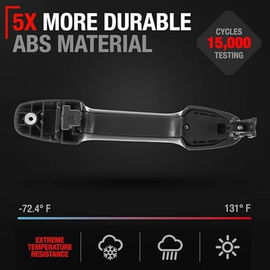 Rear door handle assembly with visible mounting hardware and ABS body