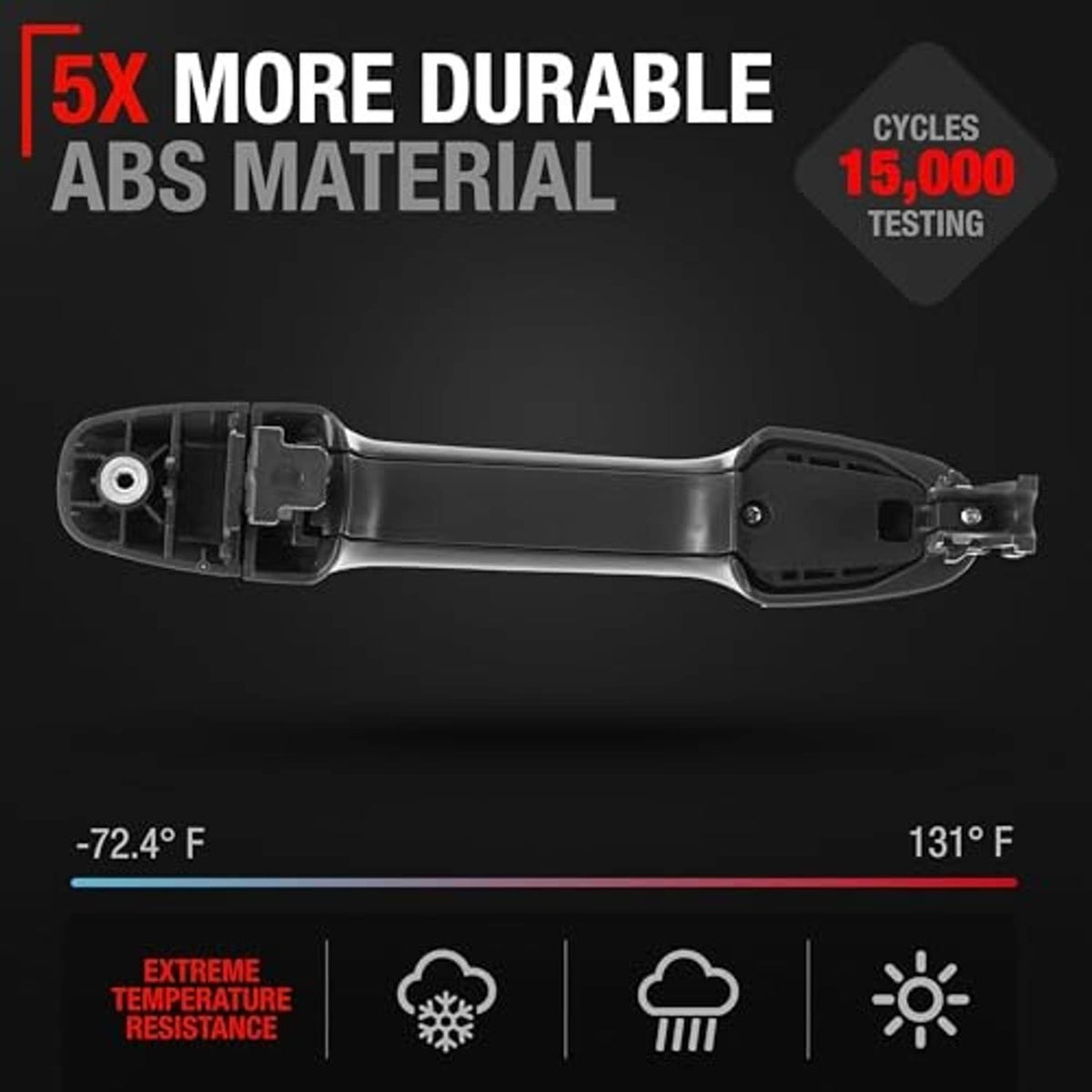 Rear door handle assembly with visible mounting hardware and ABS body
