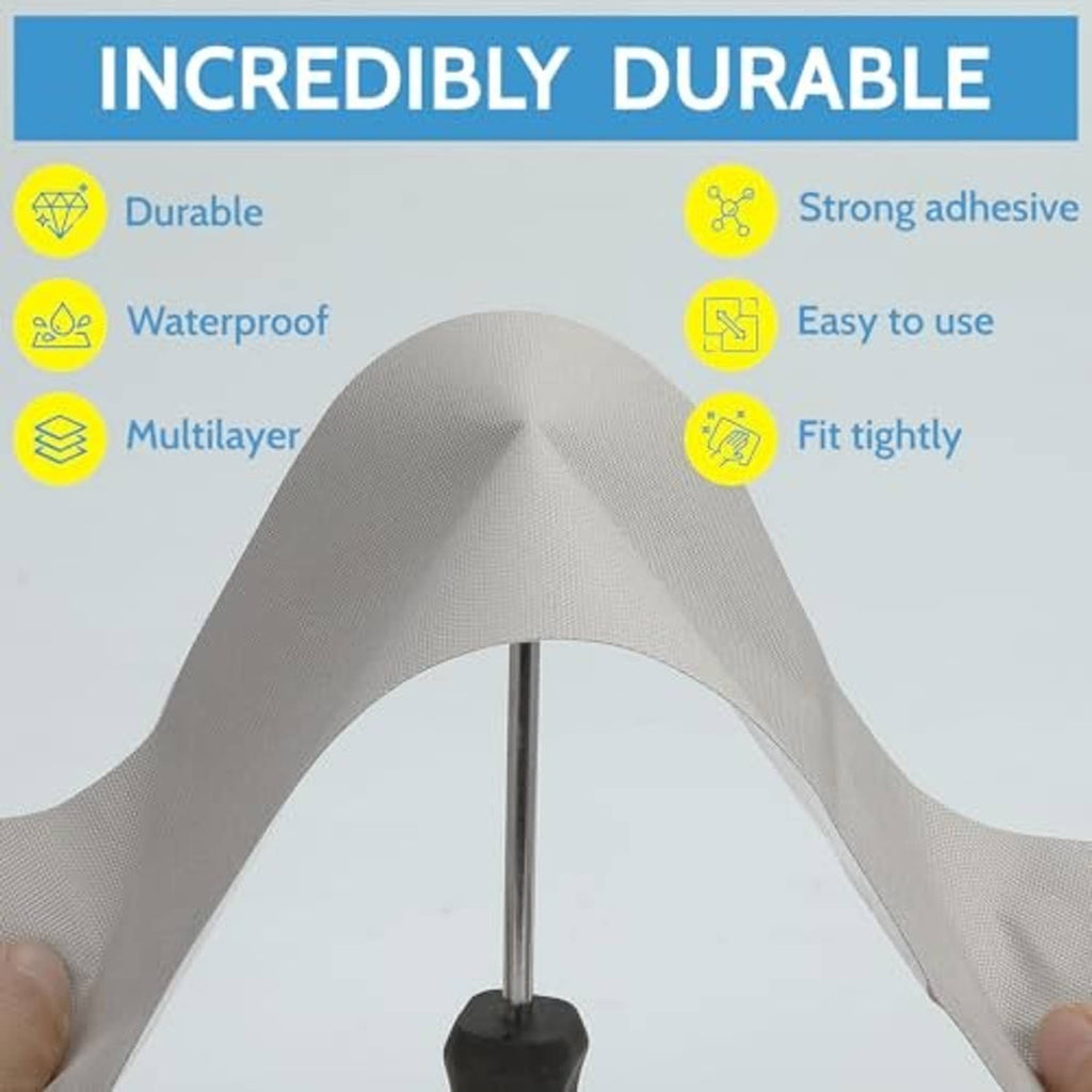 Flexible self-adhesive canvas patch material stretched over a support pole