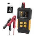 Car battery system tester with red and black clamp leads and display