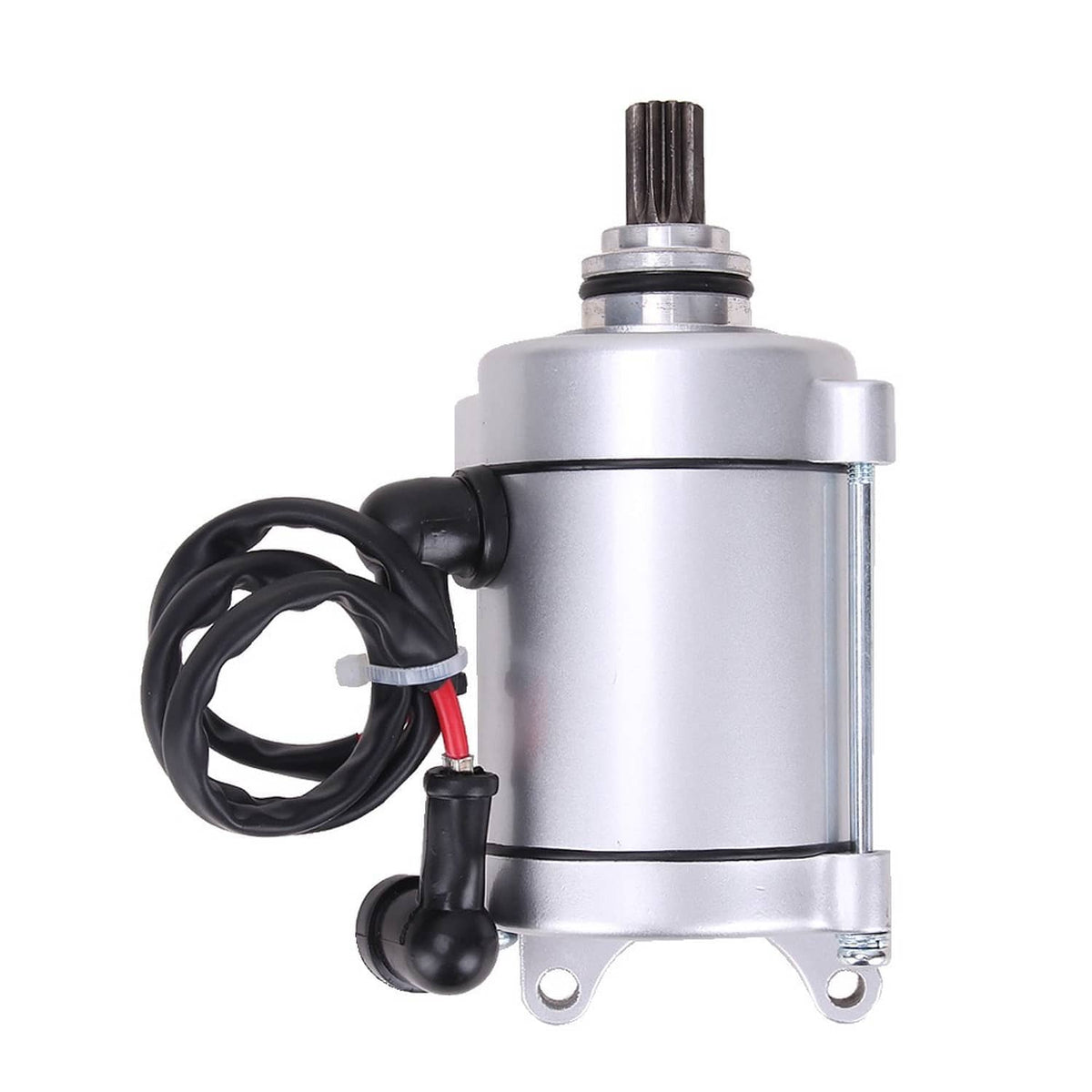 11-tooth starter motor with vertical mount, black cable harness and red wire lead