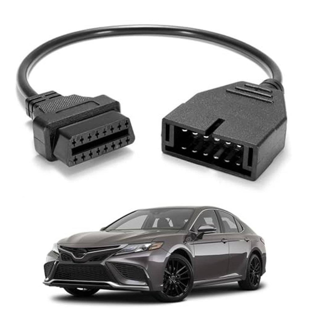 OBD1 to OBD2 adapter cable with two black OBD plugs connected by a cord
