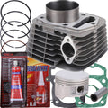 Top end kit with gray cylinder, piston, gaskets, and piston rings