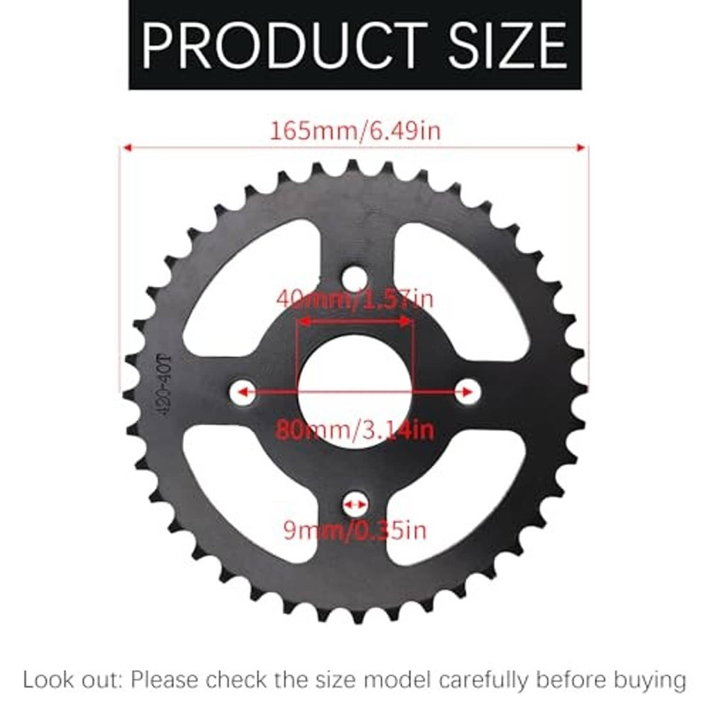 Black 40T 420 chain sprocket size diagram with 40mm bore