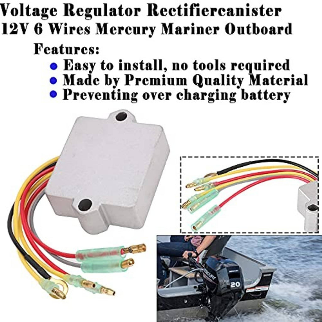 Voltage regulator rectifier canister with 12V 6 wires and multi-color connector leads